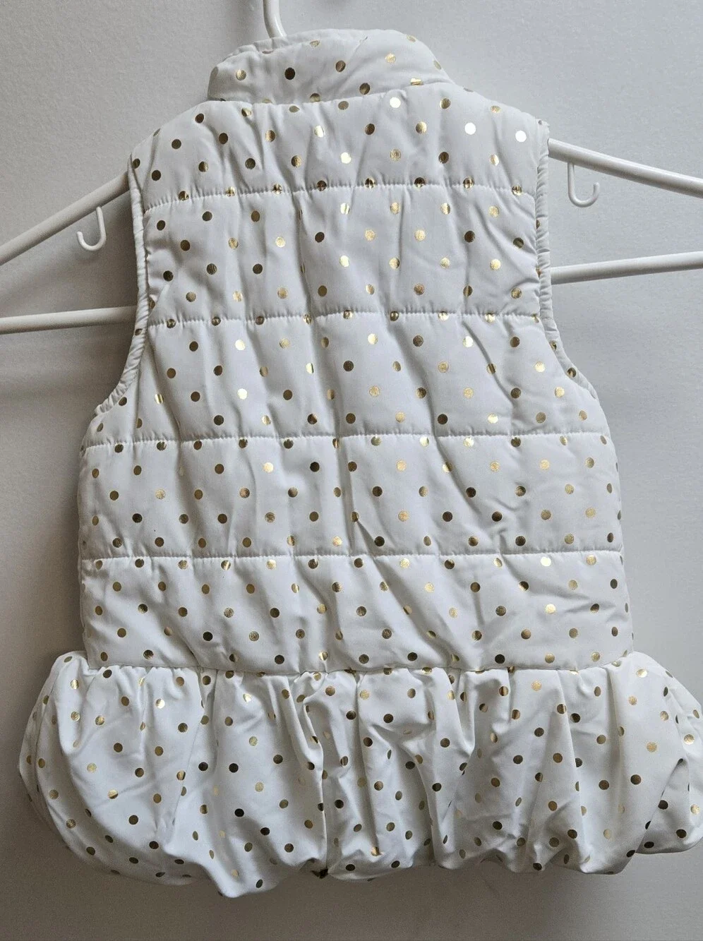 Adorable - Kids Headquarters White Puffer Vest with Gold Polka Dots - Sz- 4T